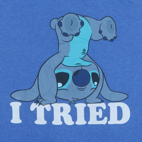 Disney Women’s Blue Stitch Graphic T-Shirt 2XL Short Sleeve Casual Top