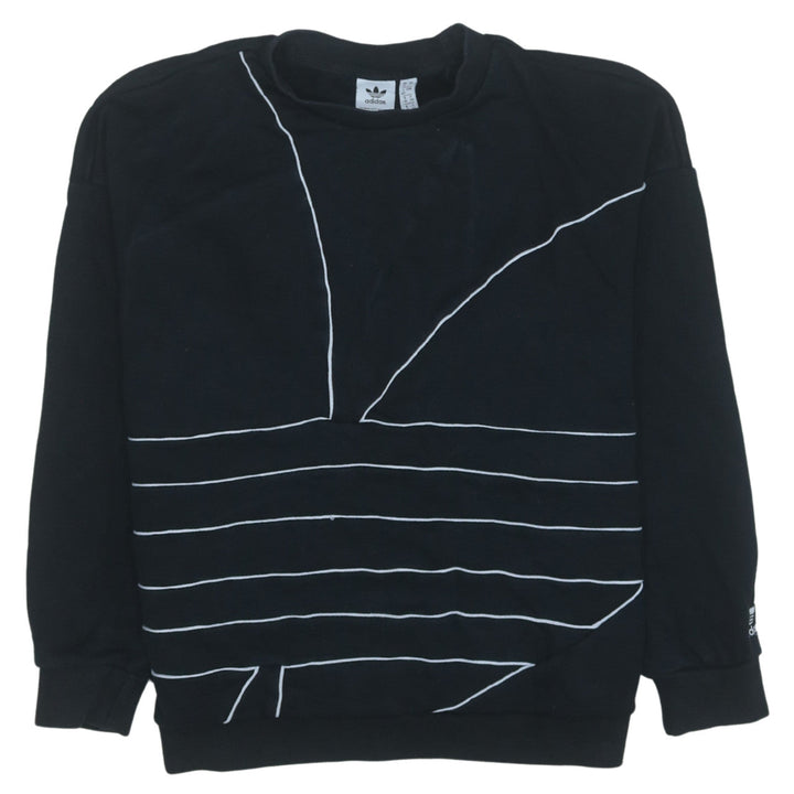 Adidas Women Black Crew Neck Graphic Pullover Sweatshirt Size 12