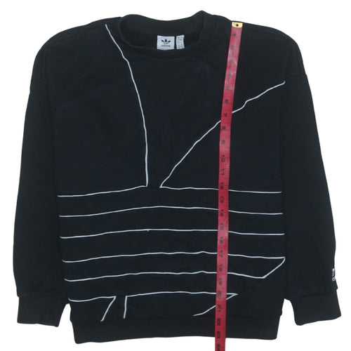 Adidas Women Black Crew Neck Graphic Pullover Sweatshirt Size 12