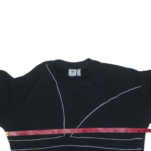 Adidas Women Black Crew Neck Graphic Pullover Sweatshirt Size 12