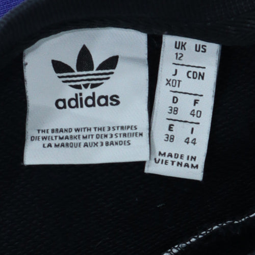 Adidas Women Black Crew Neck Graphic Pullover Sweatshirt Size 12