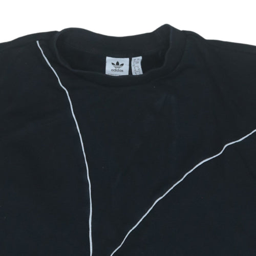 Adidas Women Black Crew Neck Graphic Pullover Sweatshirt Size 12