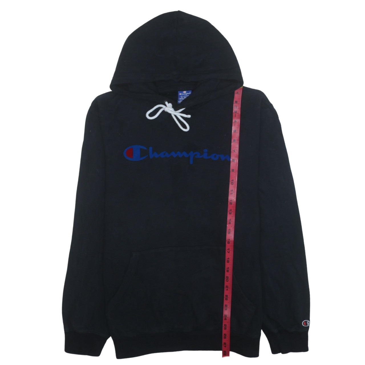 Champion Men's Black XL Pullover Hoodie with Logo Print