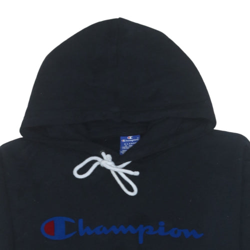 Champion Men's Black XL Pullover Hoodie with Logo Print