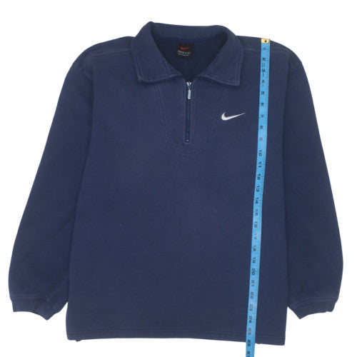 Nike Womens Navy Blue 1/4 Zip Pullover Sweatshirt Size S Cotton Blend