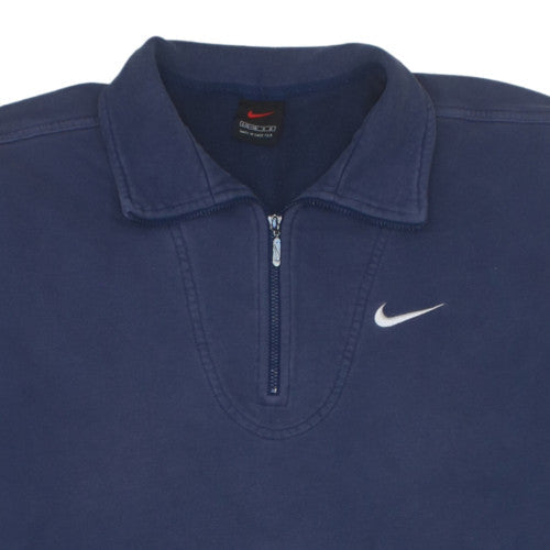 Nike Womens Navy Blue 1/4 Zip Pullover Sweatshirt Size S Cotton Blend