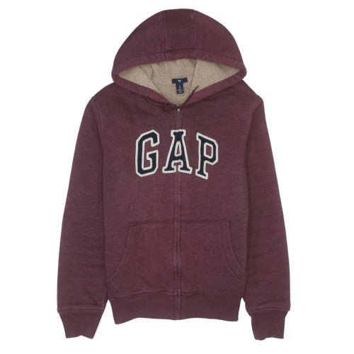 GAP Womens Burgundy Full Zip Hoodie Sherpa Lined Size S