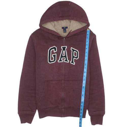 GAP Womens Burgundy Full Zip Hoodie Sherpa Lined Size S