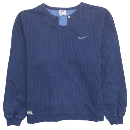Nike Women Blue Pullover Sweatshirt M (8-10) Cotton Blend