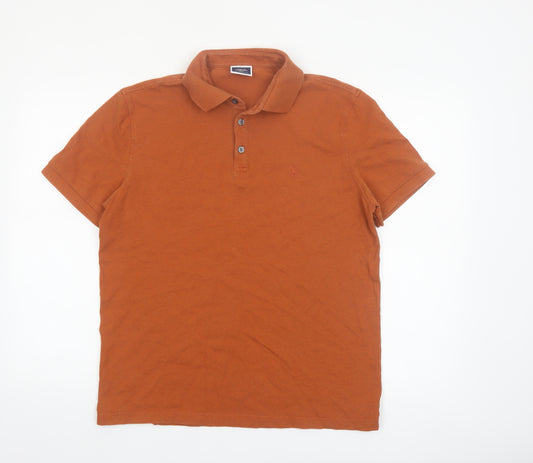 Charles Tyrwhitt Men's Brown Cotton Stretch Polo Shirt Medium