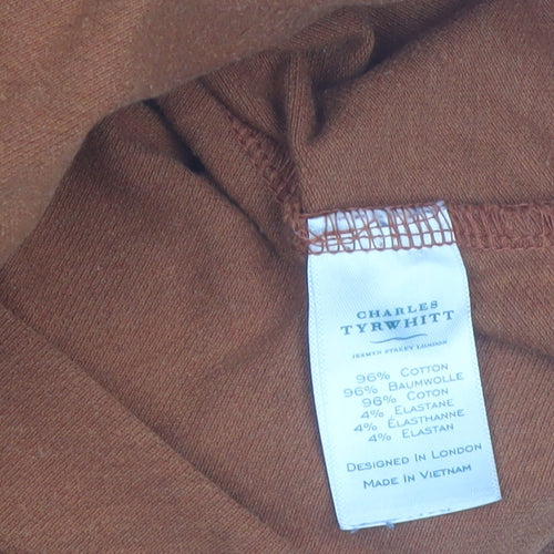 Charles Tyrwhitt Men's Brown Cotton Stretch Polo Shirt Medium