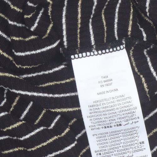 Boden Women Black Striped Long Sleeve Jersey T-Shirt Size 12