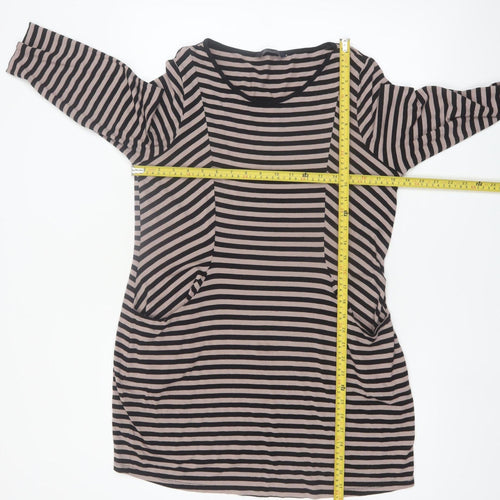 Marks and Spencer Women's Beige Black Striped Tunic Top Size 12