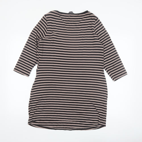 Marks and Spencer Women's Beige Black Striped Tunic Top Size 12