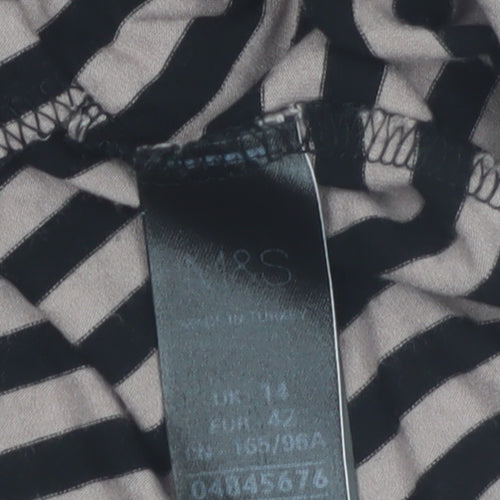 Marks and Spencer Women's Beige Black Striped Tunic Top Size 12
