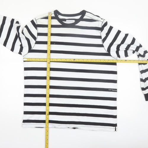 Pop Trading Company Men’s Black White Striped Long Sleeve Cotton Shirt M