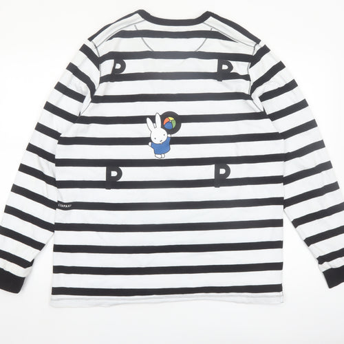 Pop Trading Company Men’s Black White Striped Long Sleeve Cotton Shirt M