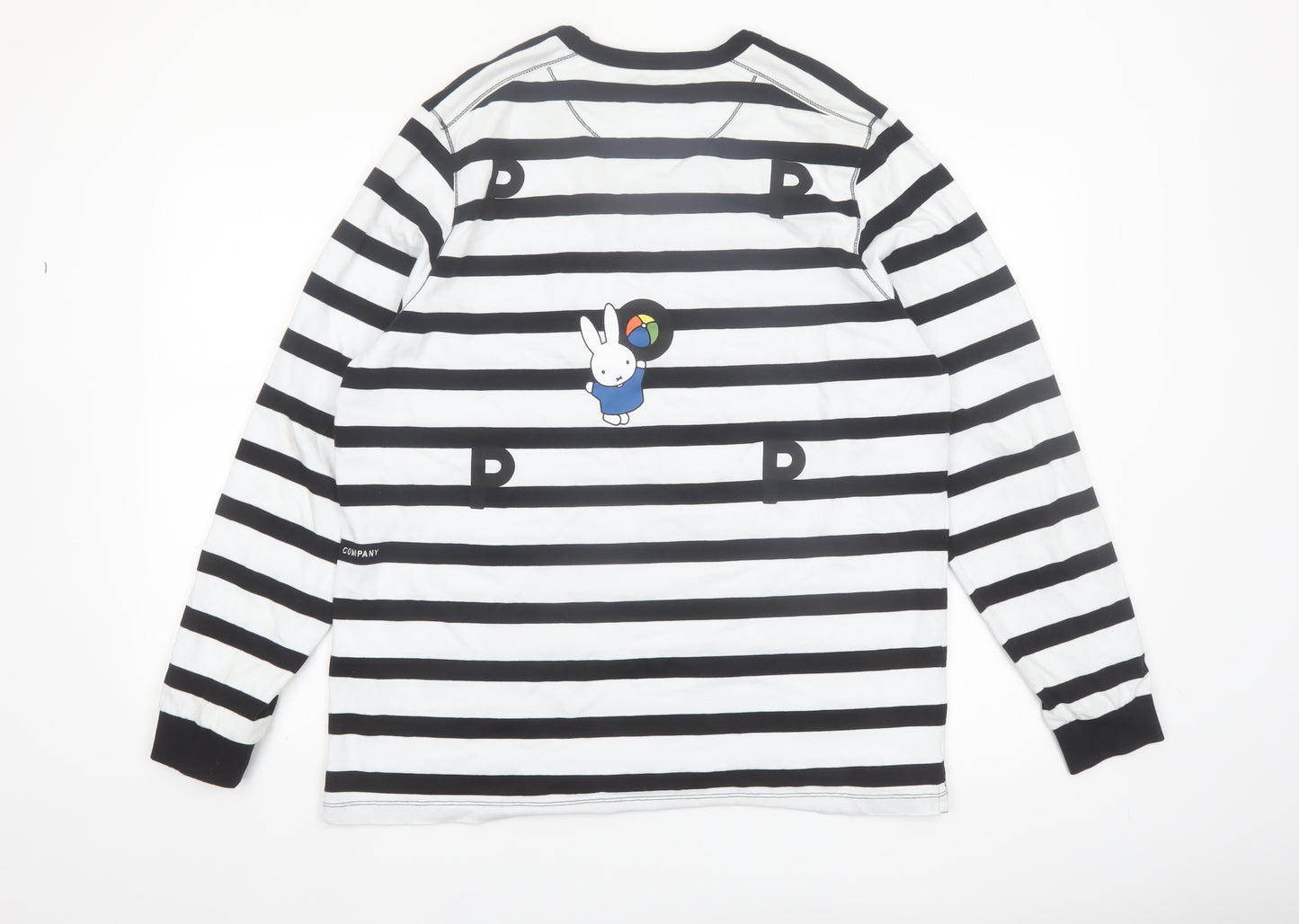 Pop Trading Company Men’s Black White Striped Long Sleeve Cotton Shirt M