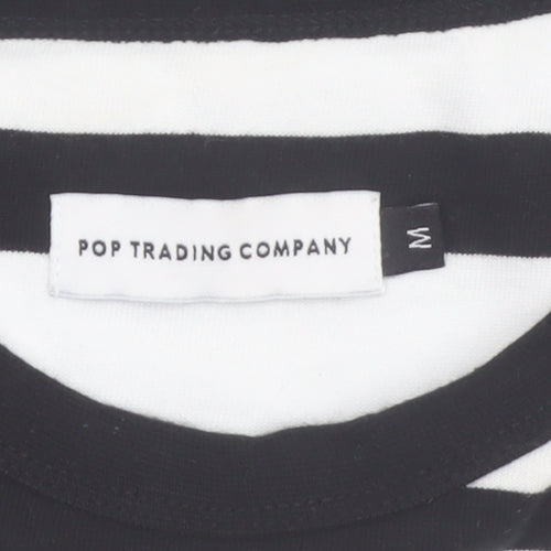 Pop Trading Company Men’s Black White Striped Long Sleeve Cotton Shirt M