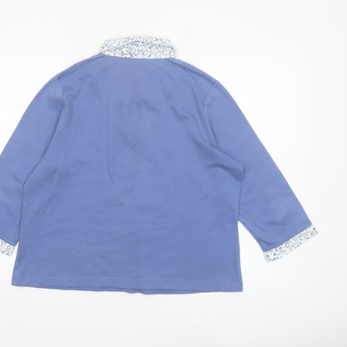 Dash Women Blue V-Neck 3/4 Sleeve Cotton Blend Blouse Size 16