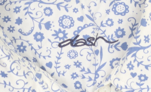 Dash Women Blue V-Neck 3/4 Sleeve Cotton Blend Blouse Size 16