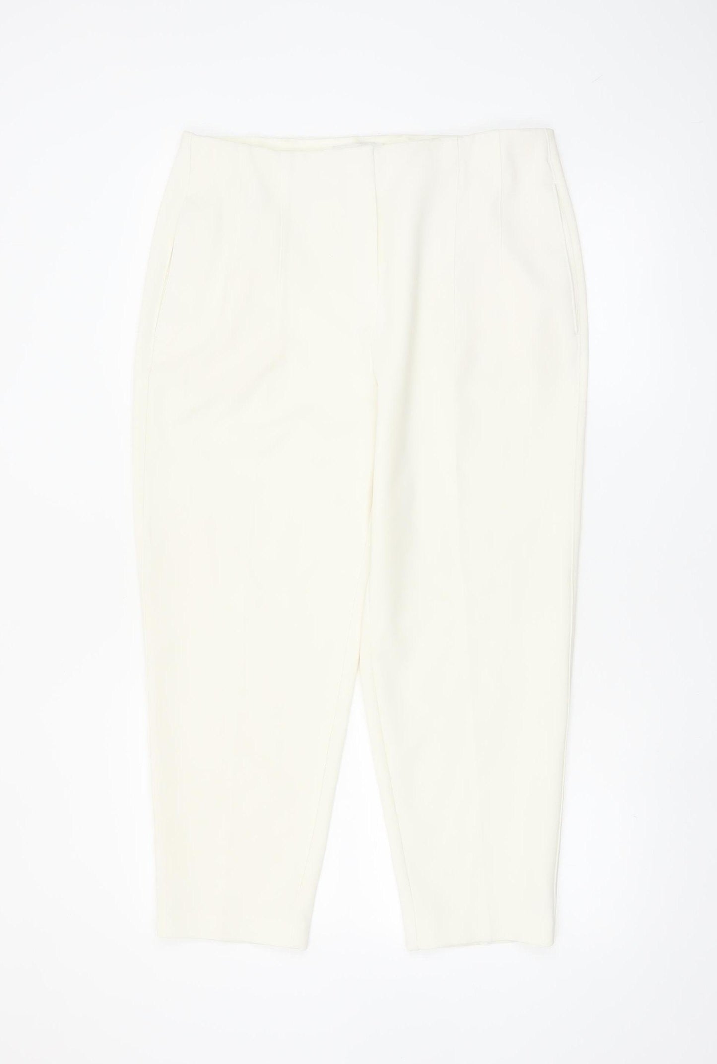 Marks and Spencer Women’s Ivory Tapered Trousers Size 14 Regular Fit