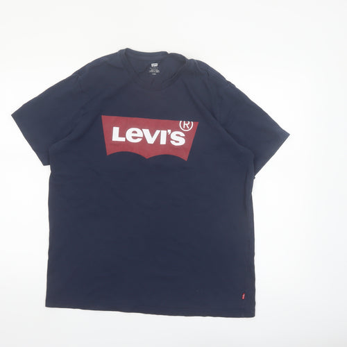 Levi's Men's Blue Logo Graphic T-Shirt Size L Cotton Crew Neck