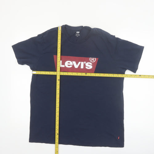 Levi's Men's Blue Logo Graphic T-Shirt Size L Cotton Crew Neck