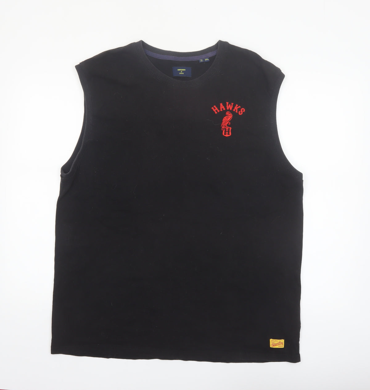 Superdry Men's Black 2XL Sleeveless Crew Neck Harajuku Hawks Top