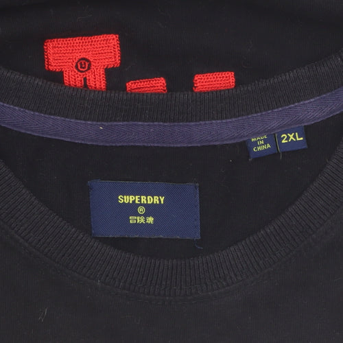Superdry Men's Black 2XL Sleeveless Crew Neck Harajuku Hawks Top