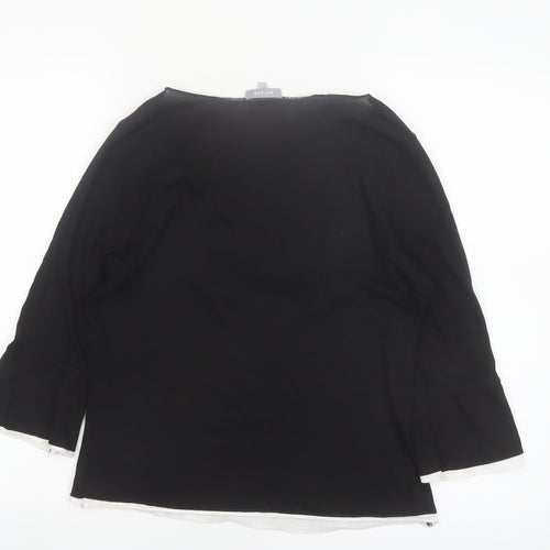 Marks and Spencer Per Una Women's Black Embroidered V-Neck Tunic Blouse Size 12
