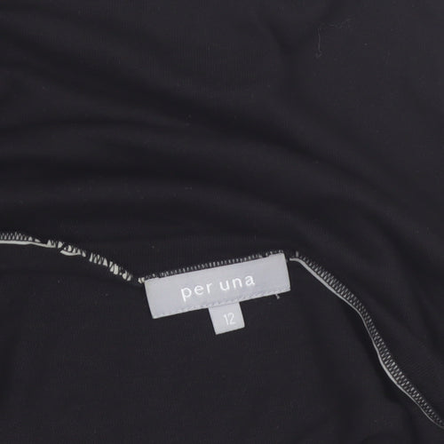 Marks and Spencer Per Una Women's Black Embroidered V-Neck Tunic Blouse Size 12