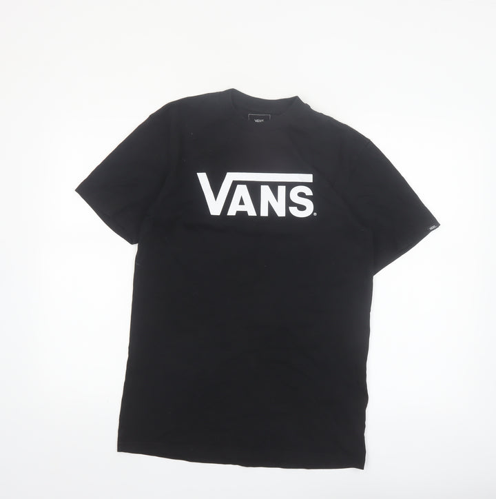 Vans Men's Black Logo Classic Fit Cotton T-Shirt Size M