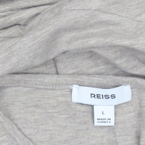 Reiss Women Beige Long Sleeve Wool Blend Jersey T-Shirt Size L