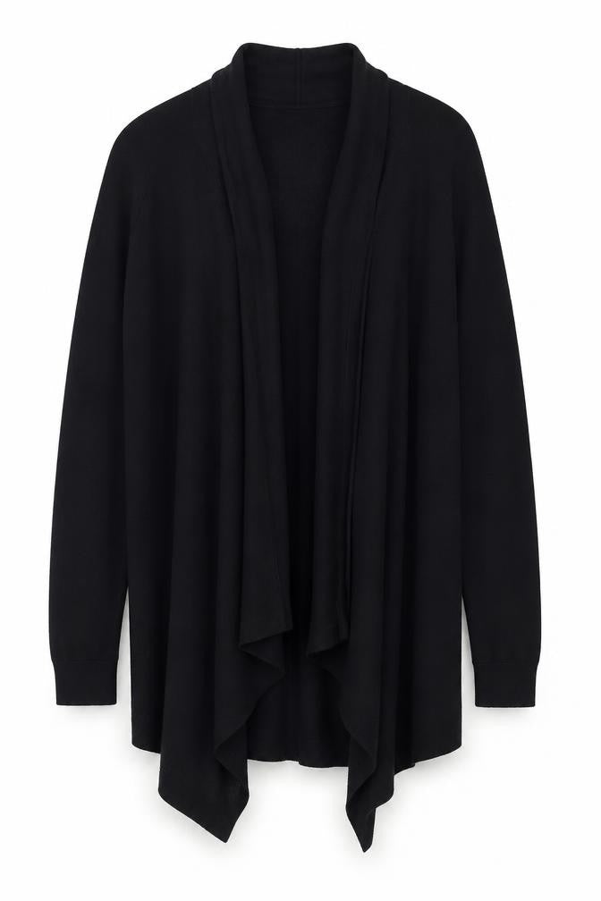 Front view of Next Women Black Merino Wool Blend Long Sleeve Cardigan, size 14