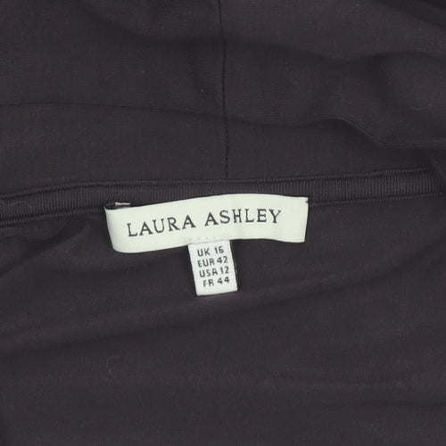 Laura Ashley Women's Black Size 16 Open Jersey Jacket
