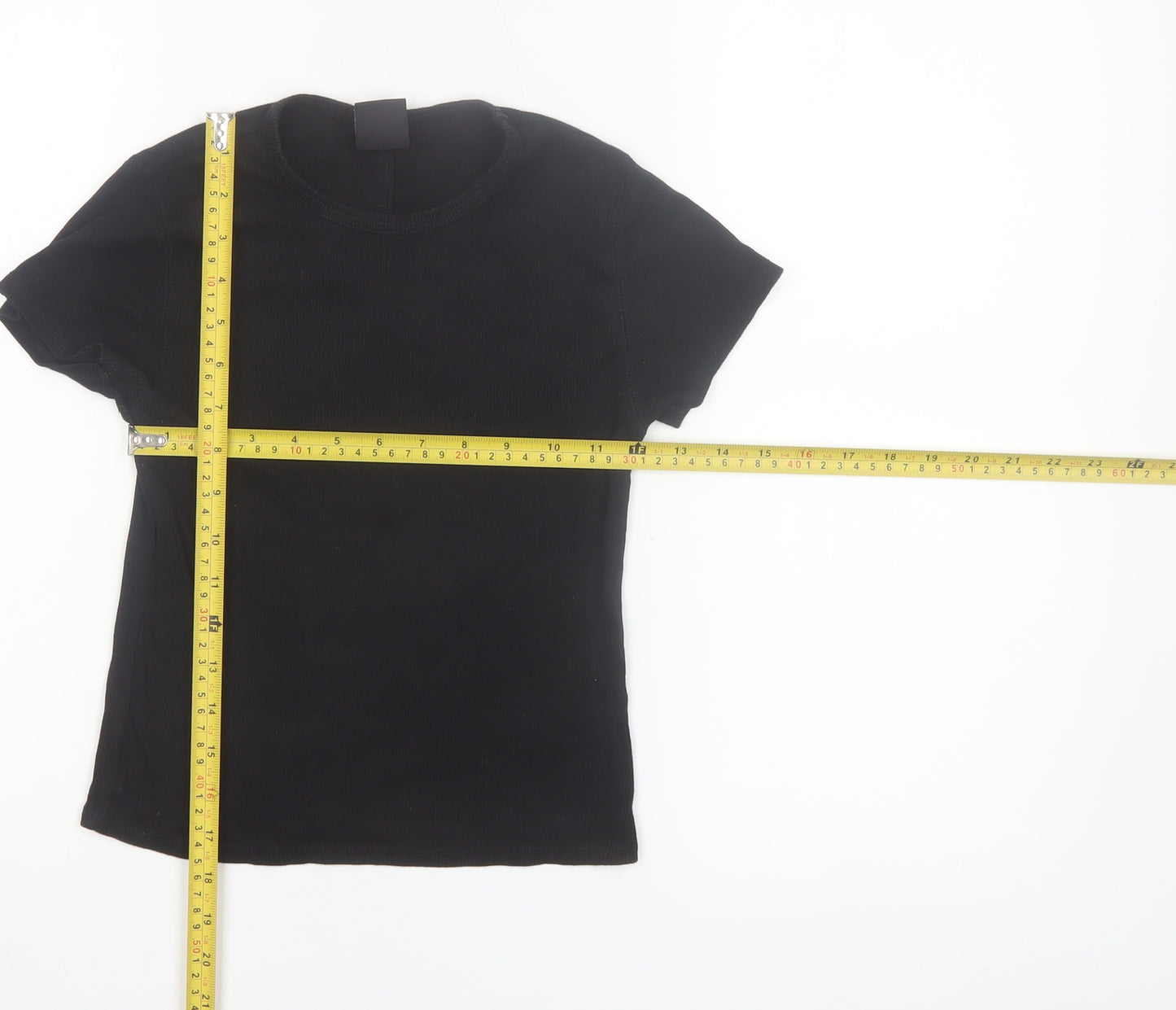 iets frans Women's Black Slim Fit Short Sleeve Basic T-Shirt Size S
