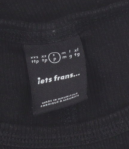 iets frans Women's Black Slim Fit Short Sleeve Basic T-Shirt Size S