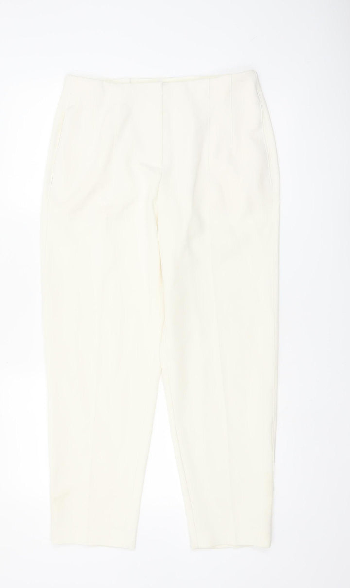 Marks and Spencer Women Ivory Slim Tapered Trousers Size 12