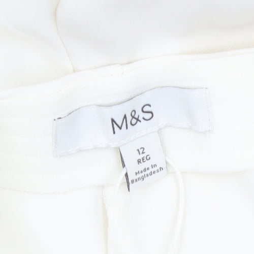 Marks and Spencer Women Ivory Slim Tapered Trousers Size 12