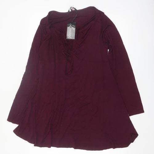 Yours Womens Plus Size 16 Purple Long Sleeve Tunic Blouse