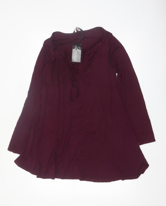 Yours Womens Plus Size 16 Purple Long Sleeve Tunic Blouse