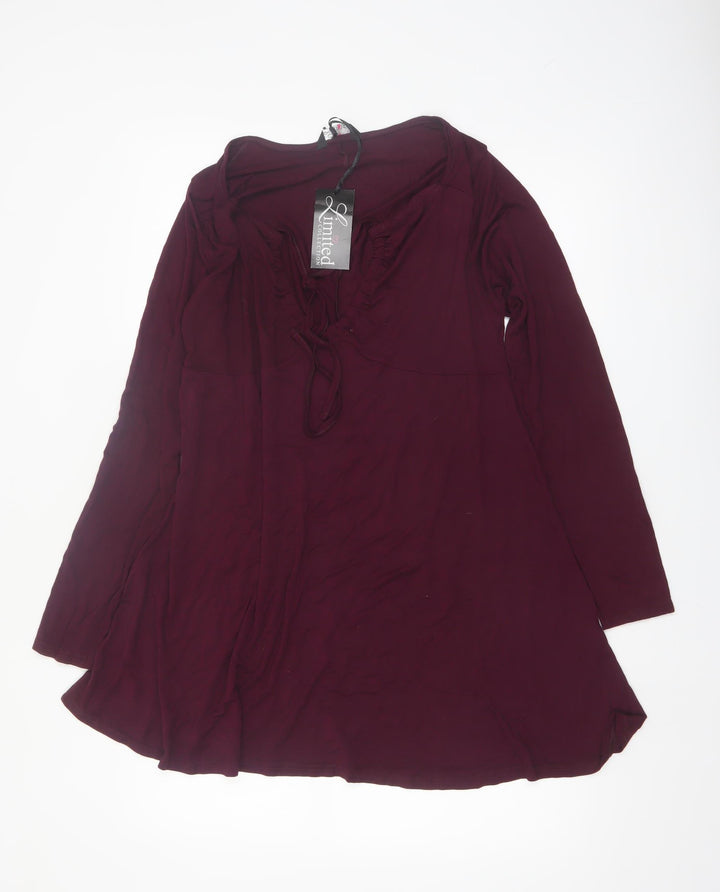 Yours Womens Plus Size 16 Purple Long Sleeve Tunic Blouse