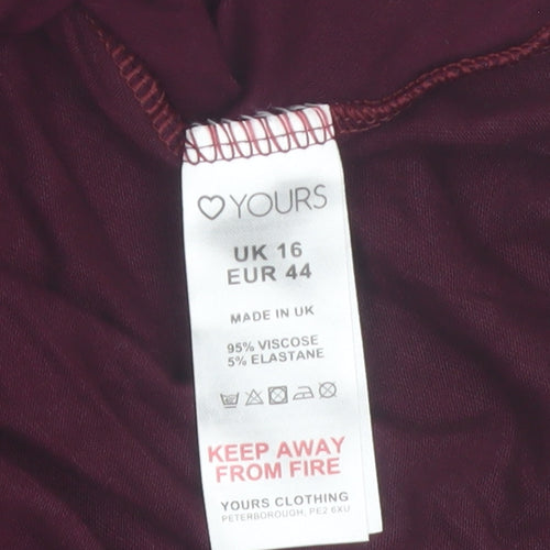 Yours Womens Plus Size 16 Purple Long Sleeve Tunic Blouse