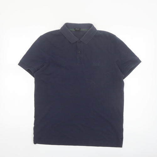 Hugo Boss Men's Blue Regular Fit Pima Cotton Polo Shirt M
