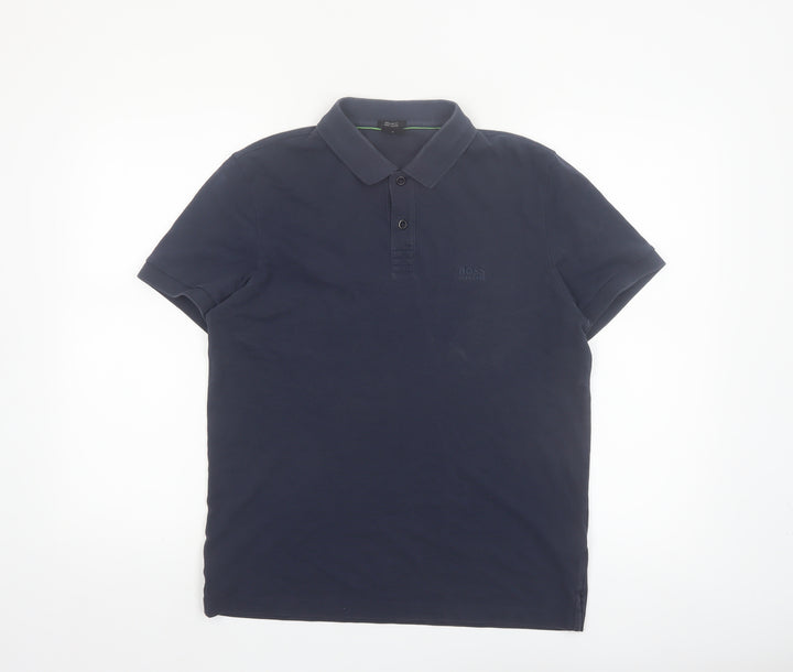 Hugo Boss Men's Blue Regular Fit Pima Cotton Polo Shirt M