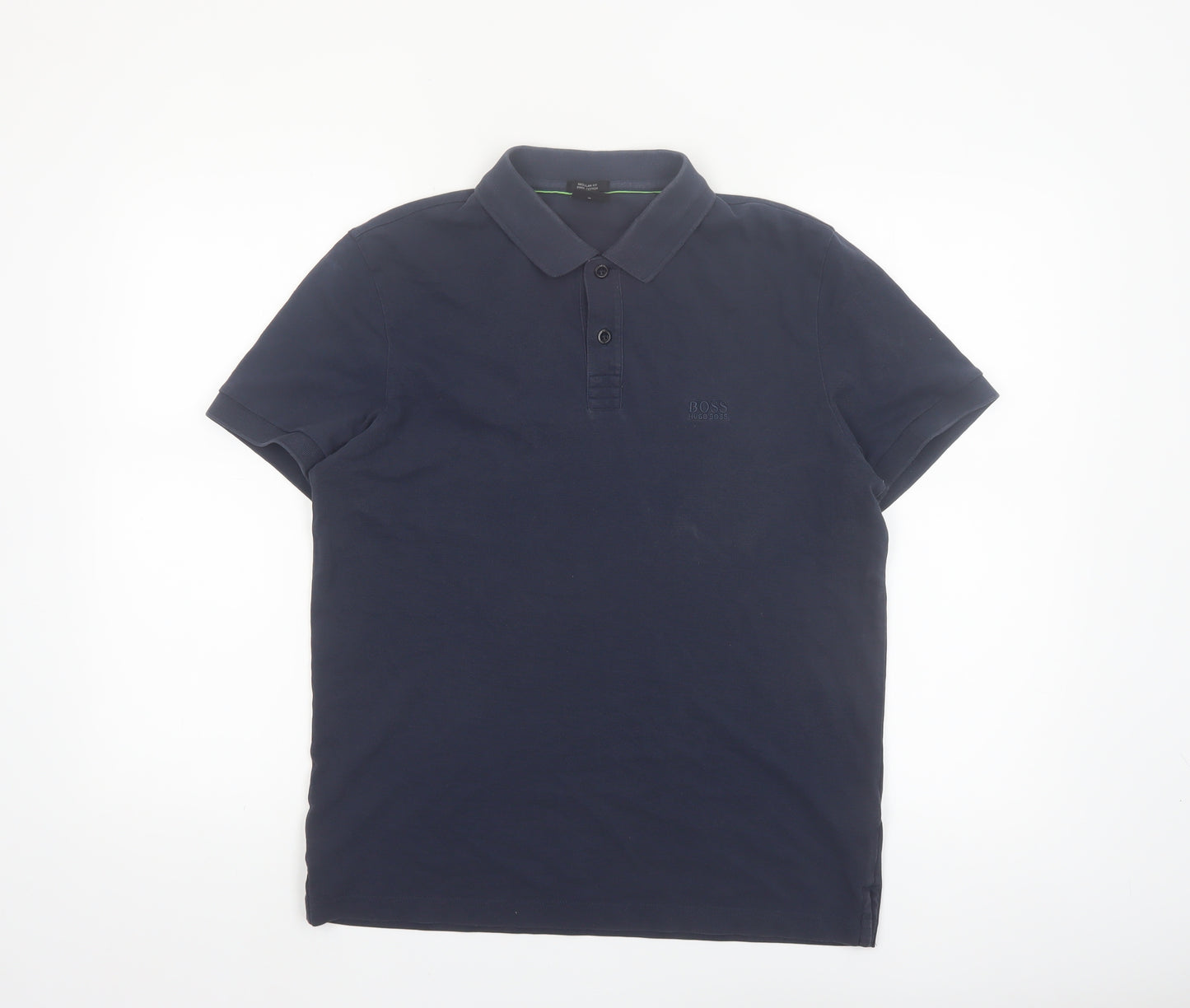 Hugo Boss Men's Blue Regular Fit Pima Cotton Polo Shirt M