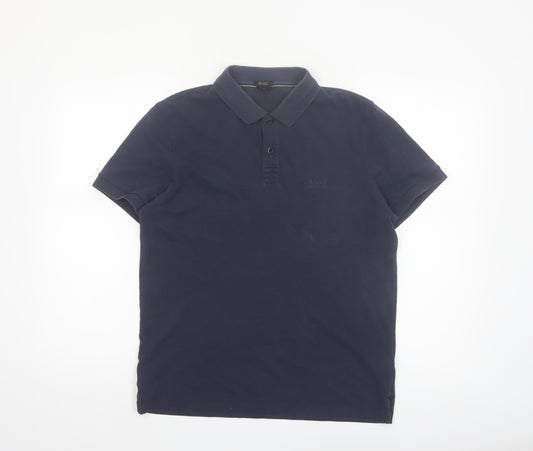 Hugo Boss Men's Blue Regular Fit Pima Cotton Polo Shirt M