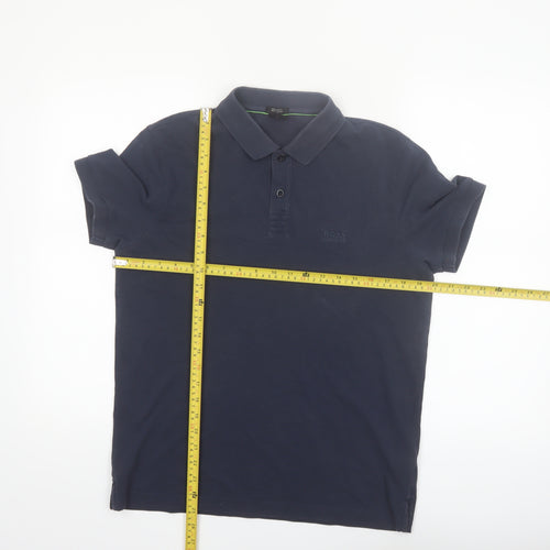 Hugo Boss Men's Blue Regular Fit Pima Cotton Polo Shirt M