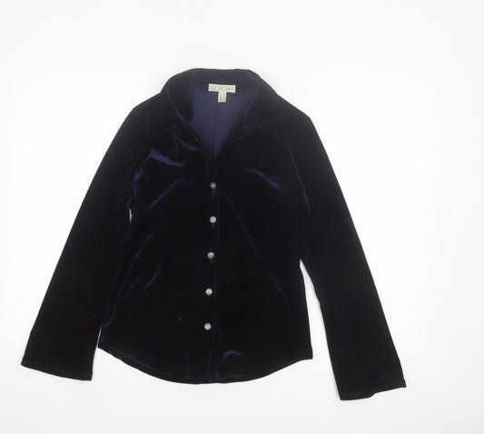 SPORTSTAFF Women's Blue Velvet Button-Up Shirt Size 12